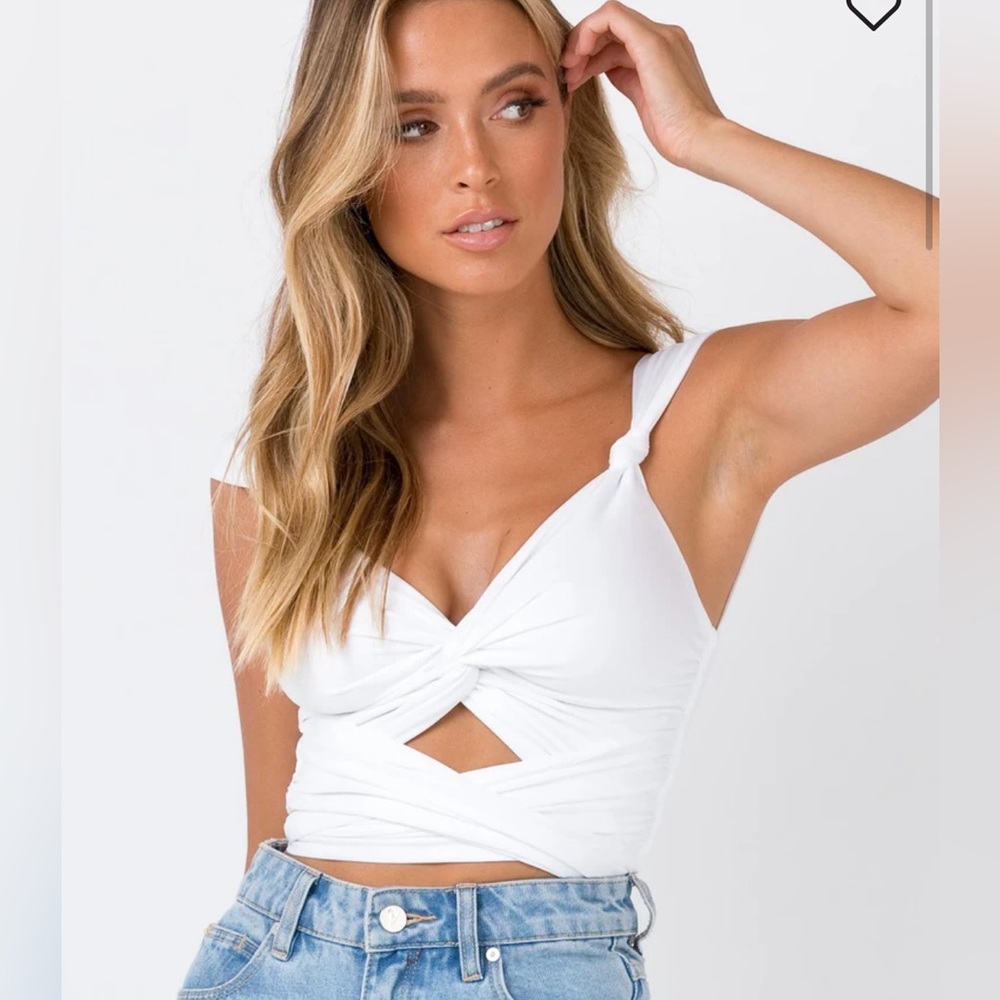 WHITE FOX - PORTO CERVO TIE UP CROP WHITE